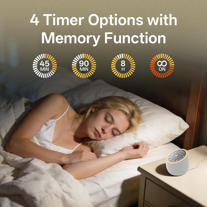Hotmoon Sound Machine for Sleep, Cocoon 2 White Noise Sound Machine with 40 Non-Looping Sounds, Dual-Speaker & Timer, 8 Night Light, Pink Brown Green Noise for Sleeping Adults, Office Privacy, Plug-in - Image 3